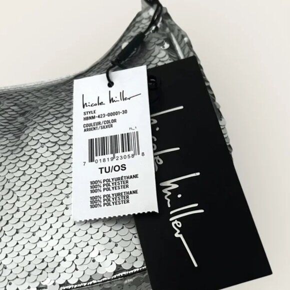 NWT Nicole Miller Silver Hobo Mini Y2K Shoulder Bag NEW - Picture 5 of 5